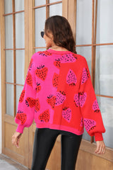 Pull col V Boutons Cardigan Manteau Fraise Pull