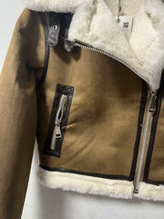 Veste courte et chaude en fausse peau de mouton double face