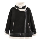 Jacke aus Kunstlammfell mit Reißverschluss und Baumwollwatte
