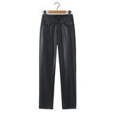 Straight Slim Fit Leather Pants Trousers