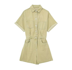 Stylish Retro Minimalism All Matching Jeans Romper