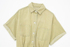 Stylish Retro Minimalism All Matching Jeans Romper