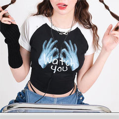 Street Cool All Matching Slim Fit Palm Print Short T shirt