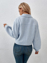 Mantel mit Kragen, einreihig, Hahnentrittmuster, Jacquard-Jacke, Büromantel