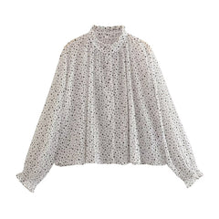 Shirt Top Polka Dotted Western Lace Bottoming Shirt