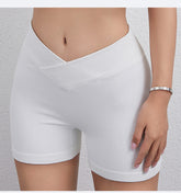 Short de yoga taille V moulant à haute élasticité avec fil de haute qualité, coupe ajustée, pour exercices de course à pied, pêche, rehaussement des hanches