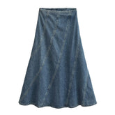Gracefulable Split Line Intellectual High Waist Denim Skirt