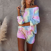 Lässiges Homewear-Set mit Batikmuster und langen Ärmeln