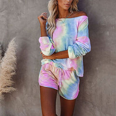 Tie Dyed Printed Long Sleeved Casual Home Wear Set