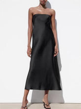 Amoi – Schwarzes Midikleid mit Tube-Top