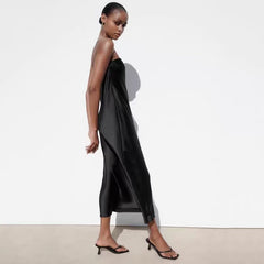 Amoi – Schwarzes Midikleid mit Tube-Top