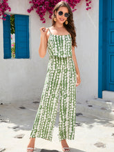 Cotton Printed High Waist Camisole Wide Leg Pants Sanya Beach Vacation Pants