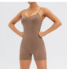 Nahtlose Pfirsich Hüfte Yoga Bodysuit Schnell Trocknend Fitness Sport Zurück