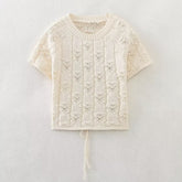 Artificial Pearl Knitted Top High Waist Skirt Set