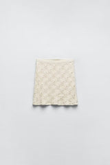 Artificial Pearl Knitted Top High Waist Skirt Set