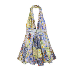 Robe taille haute à mini bretelles et imprimé floral