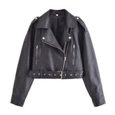 Reißverschluss Ornament Motorrad Ledermantel Schwarz Lederjacke Mantel