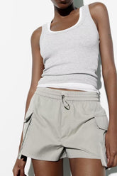 Short décontracté en nylon mélangé extensible à la taille