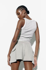Short décontracté en nylon mélangé extensible à la taille