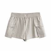 Nylon Blended Stretch Waist Casual Shorts