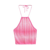 Stricktop mit französischem Tether-Ausschnitt und Farbverlauf in Rosa