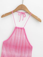 Stricktop mit französischem Tether-Ausschnitt und Farbverlauf in Rosa