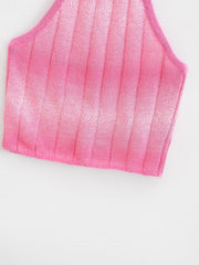Stricktop mit französischem Tether-Ausschnitt und Farbverlauf in Rosa