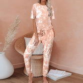 Short Sleeve Gradient Print Tie Dye Pajamas Home Wear