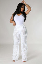 Durchsichtige Hose mit Wellenmuster und hoher Taille und weitem Bein, nur Hose