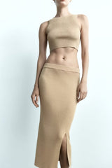 All Match – Strick-Midirock mit Metallfaden, Strickbluse