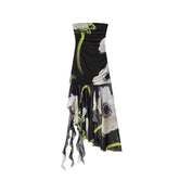 Robe tube en filet de soie imprimé