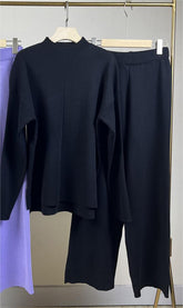 Langarmpullover-Sets Strickoberteil Hose Zweiteiler