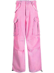 Pink Jeans Washed Old Japanese Sweet Cool Straight Cargo Pants Loose Hole Trousers