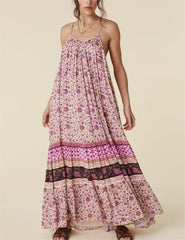 Langes Strapskleid mit Wasserzeichen-Positionierung und Blumenmuster