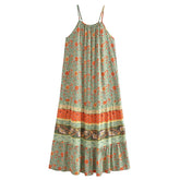 Robe longue à bretelles avec motif floral et filigrane