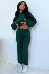 Solid Color Long Sleeve Hooded Fleece Lined Sweater Casual Trousers sets