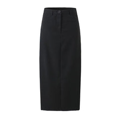 Retro High Waist Skirt All Matching Slim Fit Back Slit A line Overknee Dress