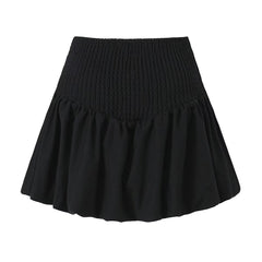 Irregular Asymmetric Stitching Skirt Ballet Elastic High Waist Slimming Anti Exposure A line Skirt