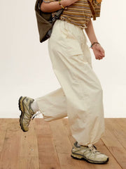 Wide Leg Pants Loose Straight Thin High Waist Work Drawstring Casual Trousers