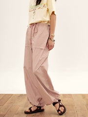 Wide Leg Pants Loose Straight Thin High Waist Work Drawstring Casual Trousers
