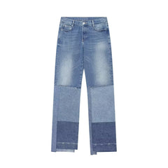 Burr Trousers Asymmetrische Casual Patchwork Low Waist Flared Jeans