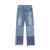 Burr Trousers Asymmetric Casual Patchwork Low Waist Flared Jeans