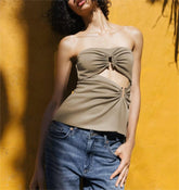 Faden Metallring Basic Tube Top Neckholder Weste
