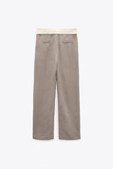 Contrast Color Pants High Waist Baggy Straight Trousers Casual Pants