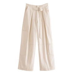 Korean Chic High Waist Solid Color Trousers Elegant Pants Loose Casual Pants