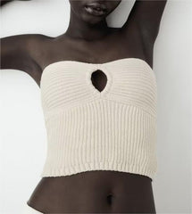 Haut tube tricoté à poitrine enveloppée d'un mot français