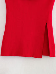 Haut tube fleuri, haut tricoté, bandeau fendu sur le côté