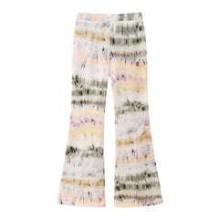 Tie Dye Printing Bell Bottom Pants Casual Wide Leg Trousers