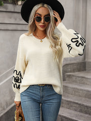 Pullover Strickmode Einfarbig Muster Pullover