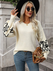 Pullover Strickmode Einfarbig Muster Pullover